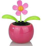 Pink Solar Dancing Sun Flower Automotive Ornament Solar Powered Dancing Sun Flower in Colorful Po...