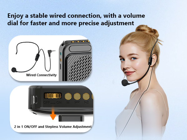 voice amplifier stable wired connection, volume dial for faster