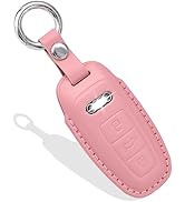 PIFOOG Key Fob Cover for Audi Leather with Keychain Pink 3 Buttons Car Keys Protector Case Shell ...