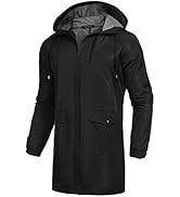 COOFANDY Men's Long Raincoat Ligtweight Rain Jacket Waterproof Outdoor Jackets with Hood