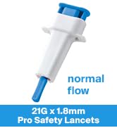 MediVena ONE-CARE PRO Safety Lancets, Top Push Button Activated, 21G x 1.8mm, 100/bx, Sterile, Ge...