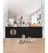 BBsecure Reinforced Retractable Baby Gate, 100" Wide Child Safety Gate with 8 Support Rods, 34" T...