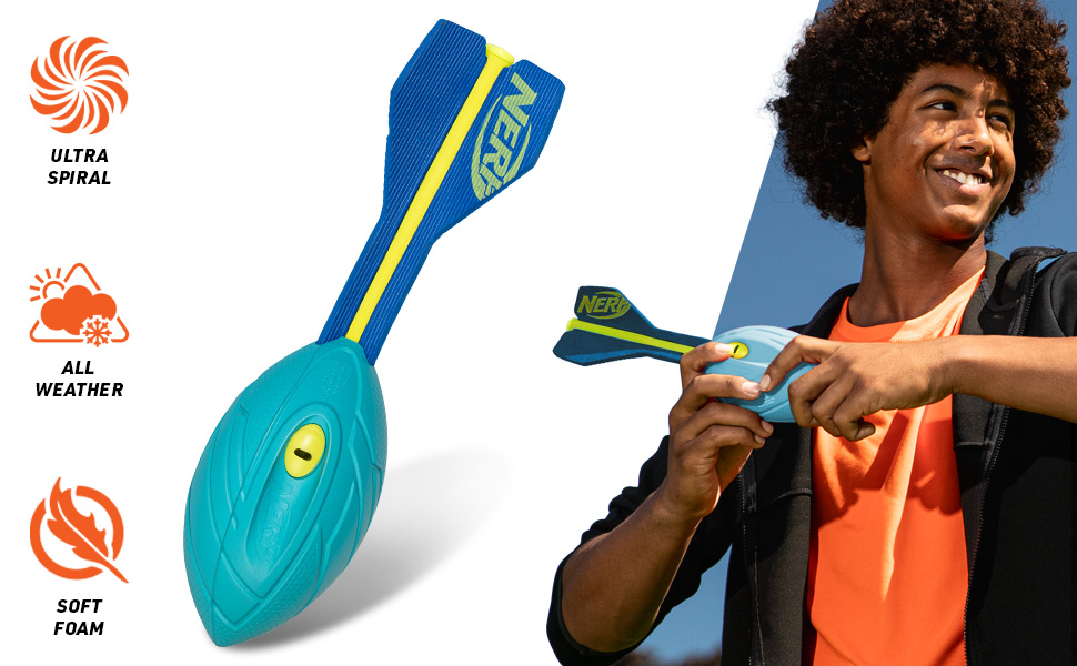 NERF Neon Vortex Aero Howler Foam Football ultra spiral all weather soft foam boy throwing football