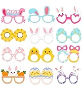 CMUSKO Easter Party Glasses - 12Pcs Bunny Chicks Easter Eggs Themed Photo Booth Props Paper Eyegl...