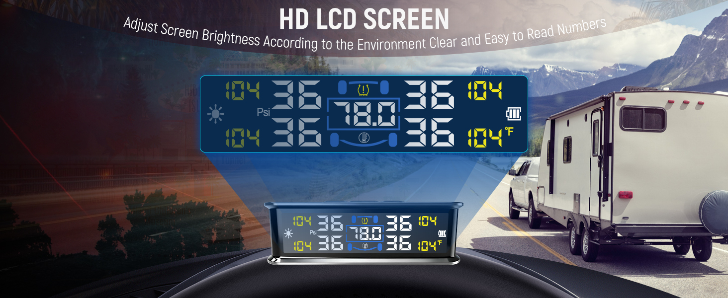 Tire Pressure Monitoring System - TPMS with Solar USB Charger, Tire Pressure Monitor System