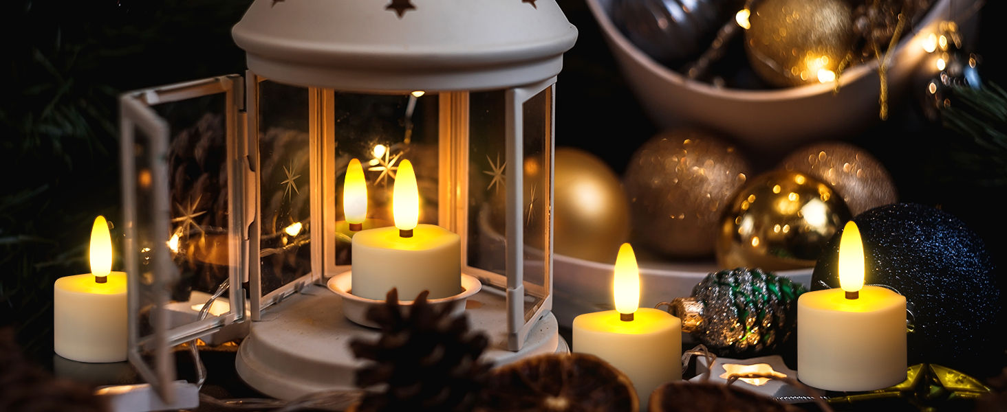 rechargeable candle in a lantern