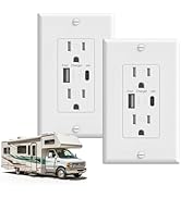 RVINGPRO 2 Pack 15A USB Charger Wall Outlets for RV, Replacement Receptacles with Type A & PD 20W...