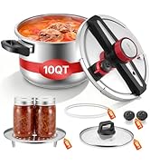 VEVOR Pressure Cooker, 10Qt Pressure Cooker Stainless Steel, Pressures Canner with Steaming Rack,...