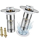 2Pcs Bathroom Sink Stopper,Sink Drain Strainer,Hair Catcher,Universal Sink Plug with Removable St...
