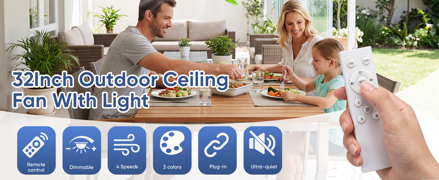 Outdoor Ceiling Fan with Light