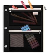 SKYDUE Pencil Pouch for Binder, Pencil Case, 3 Ring Binder Pencil Pouch with 3 Pockets and Mesh W...