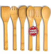 Wooden Spoons for Cooking - 6-Piece Wooden Utensil Set with Spatulas &amp; Spoons, Heat-Resistant, Ec...