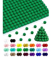 180PCS FIVEIZERO Small Silicone Beads, 9mm Silicone Beads Focal Beads Rubber Round Beads Christma...