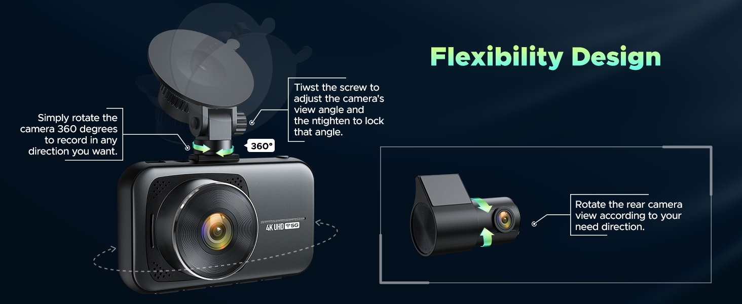 Flexibility rotate the rear cameraview according to your need direction.