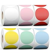 Misofuki 2" 4500 Labels 6 Colors Circle Direct Thermal Stickers Labels Roll Compatible with Zebra...