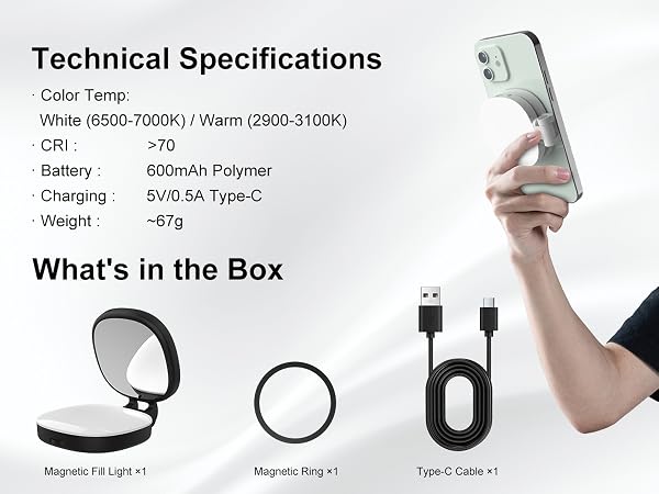 magnetic fill light luz led para celular ring light phone selfie phone light