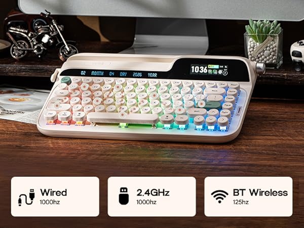 EPOMAKER Glyph Wireless Typewriter Retro Mechanical Keyboard