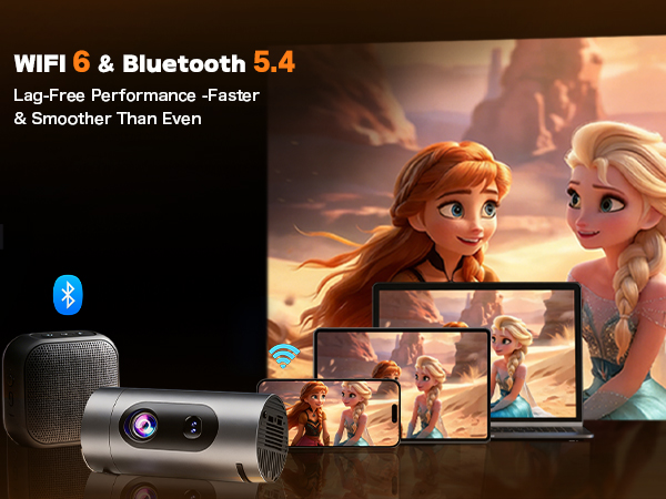 Smart Projector with WiFi and Bluetooth Portable Movie Projectors