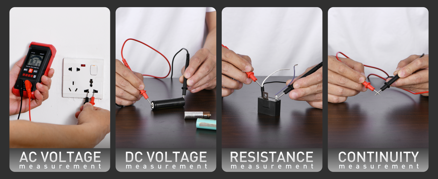 AC voltage measurement DC voltage measurement Resistance measurement Continuity measurement