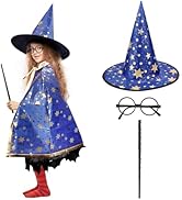 LNCOJOLM Wizard Witch Cloak Costume Kids Witches Capes Wizard Cloak Ghost Costume Set Props