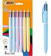 BIC 4 Color Pastel Barrel Multicolor Ballpoint Pens, Medium Point (1.0 mm), Assorted Colors, Pack...