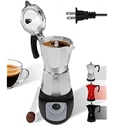 Belly Moka Electric Moka Pot with Detachable Base Aluminum Electric Espresso Maker 10oz 6 Cup 300...