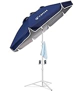 AMMSUN Shade Umbrella, Premium Portable Umbrella with Stand, 6.5ft Lightweight Sports Umbrella fo...
