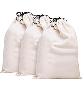 MISSLO Cotton Breathable Dust-proof Drawstring Storage Pouch Bag (Pack 3 L)