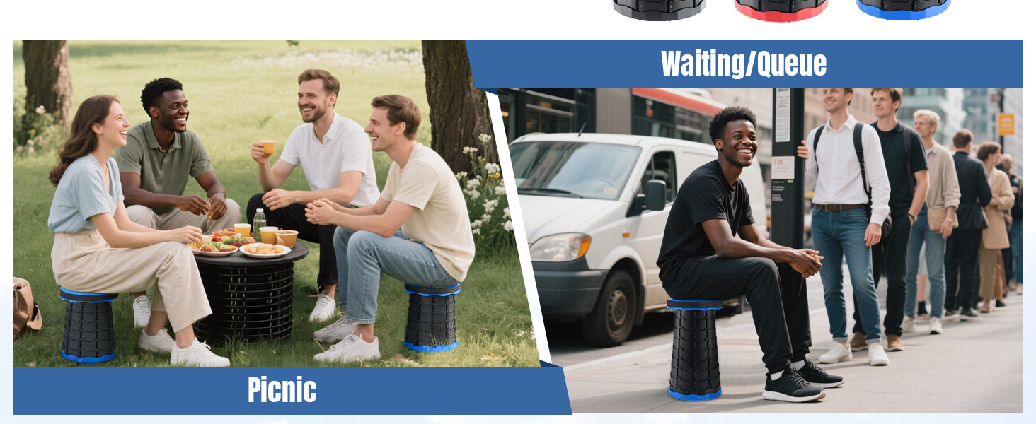 Collapsible Retractable Stool for Fishing, Camp Chair for Hiking, BBQ, Parties, Outdoor Activities