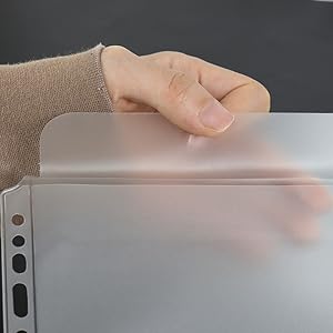 A4 Binder Pocket with Flaps Binder Pouches Clear Loose Leaf Insert Pages with Lid Filing Bags