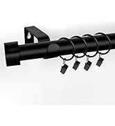 MaKefeile Curtains Rods for Windows 1 Inch Thick Heavy Duty Metal Curtain Rod with Curtain Rings ...