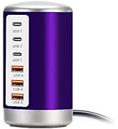 Wyness USB Charger, 60W USB Charging Station with 6-Port(3 USB-A Port &amp; 3 USB-C Port) Compatible ...