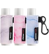 HEYSKAY 3PCS Lip Balm Holder Sleeves Keychain Chapstick Elastic Sleeves(Light Blue/Grey/Pink)