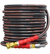 Heliwoo Pressure Washer Hose 50FT, 4800PSI Wire Braid Power Washer Extension Hose 3/8 Inch High T...