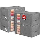 boailydi 60L Rigid-Sided Blanket Storage Bags, 4Pack, Gray | Rigid Sides &amp; Bottom, Stackable &amp; Fo...