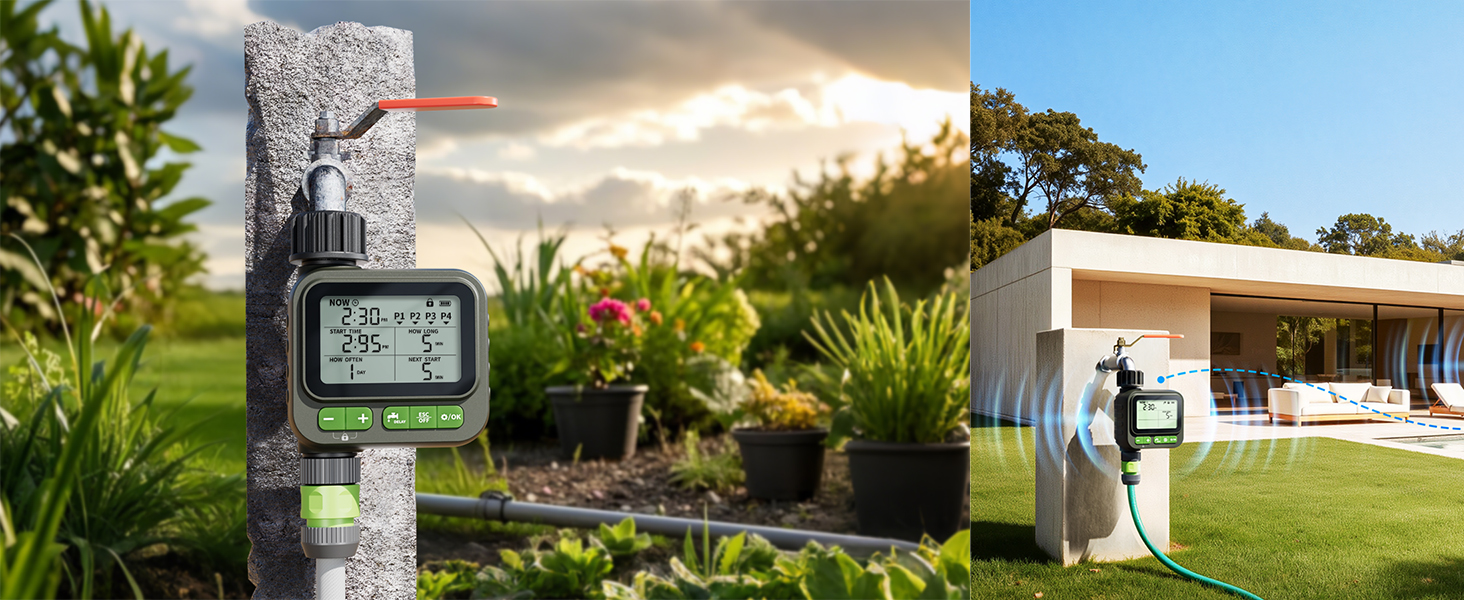 Sprinkler Timer with 3 Individual Programs, Brass Inlet Water Timer for Garden Hose