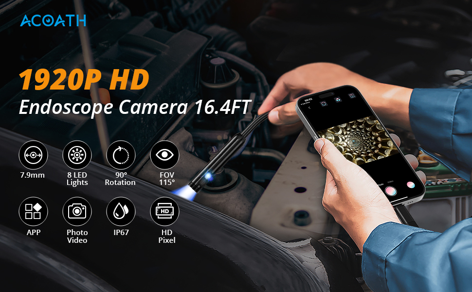 1920P Dual Lens Inspection Camera - Aocath dual lens 7.9mm sewer endoscope camera