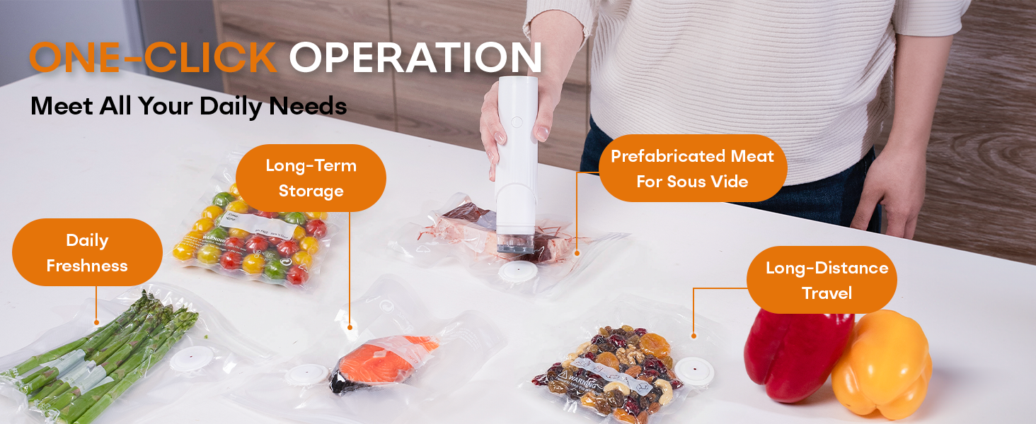 MZROT Handheld Food Sealer ONE-CLICK OPERATION