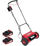 Walensee 16" Cordless Electric Reel Lawn Mower, Battery Powered Push Mower with 2×36Wh Batteries,...