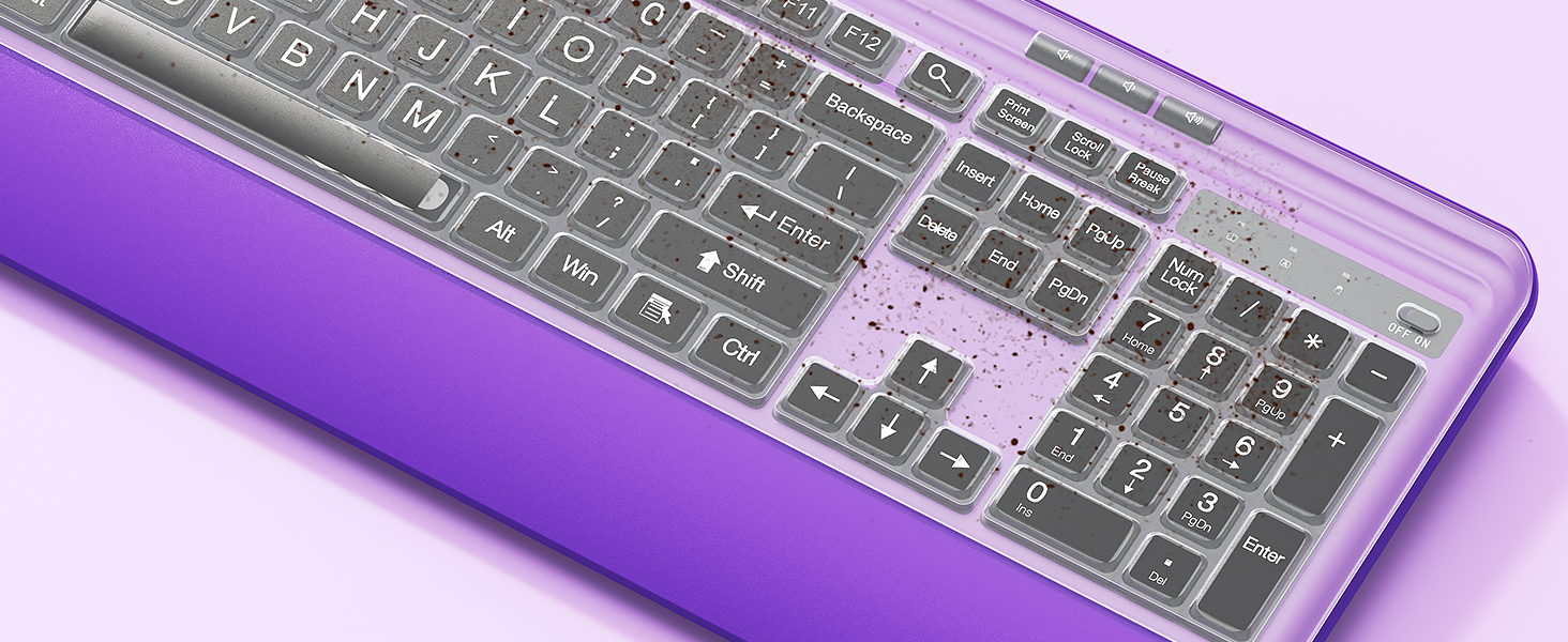 purple keyboard with large print cover
