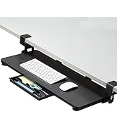 ETHU Keyboard Tray Under Desk, 26.77" X 11.81" Large Size Keyboard Tray with C Clamp-on Mount Eas...