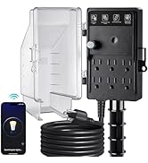 SURAIELEC Zigbee Outdoor Power Stake Timer Waterproof, 6 Outlet Power Strip Weatherproof, Smart P...