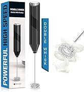 Double Whisk Milk Frother, Handheld Electric Blender stick, Drink Mixer with Food Grade Stainless...