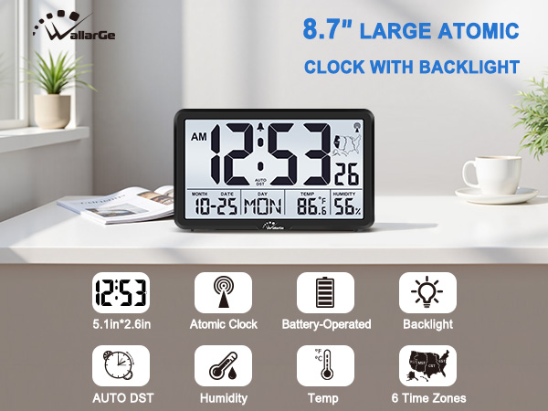 Atomic wall clock with backlight