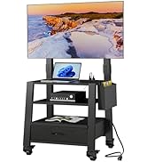 GYIIYUO Rolling TV Stand with Mount and Fabric Drawer for 32-75" TV - Entertainment Center with C...