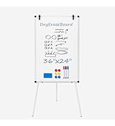 DUMOS Whiteboard Easel 36 x 24 Inches, Magnetic White Board Dry Erase, Porbable Boards Height Adj...