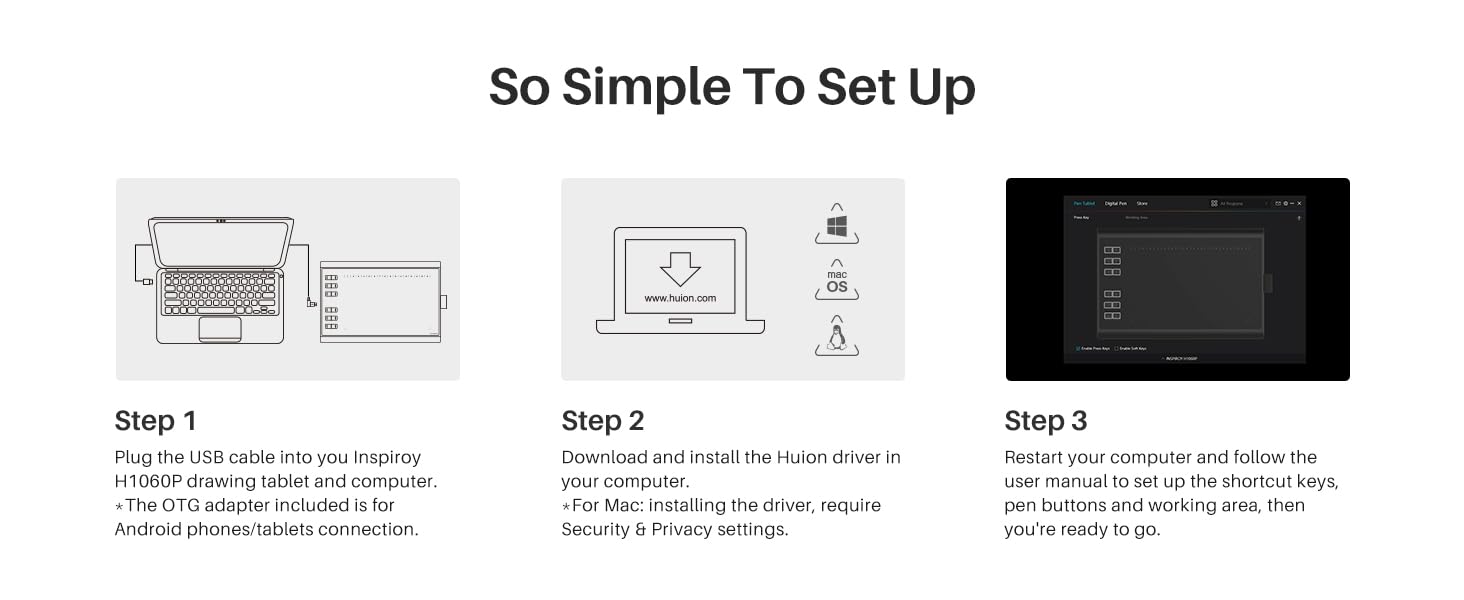HUION Inspiroy H1060P Graphics Drawing Tablet