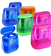 XALXVEX 7 Pack Manual Pencil Sharpeners Dual Hole, Compact, &amp; Portable Design 4 Bright Colors, Ea...