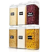 Shazo Airtight Food Storage Containers with Lids - 6 PC BPA Free Clear Plastic Cereal Containers ...