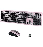 Wireless Keyboard and Mouse Combo, COVEVA 2.4GHz Wireless Keyboard Mouse with USB Receiver, Water...
